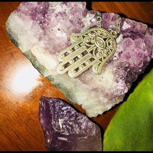 Sterling silver hamsa hand necklace